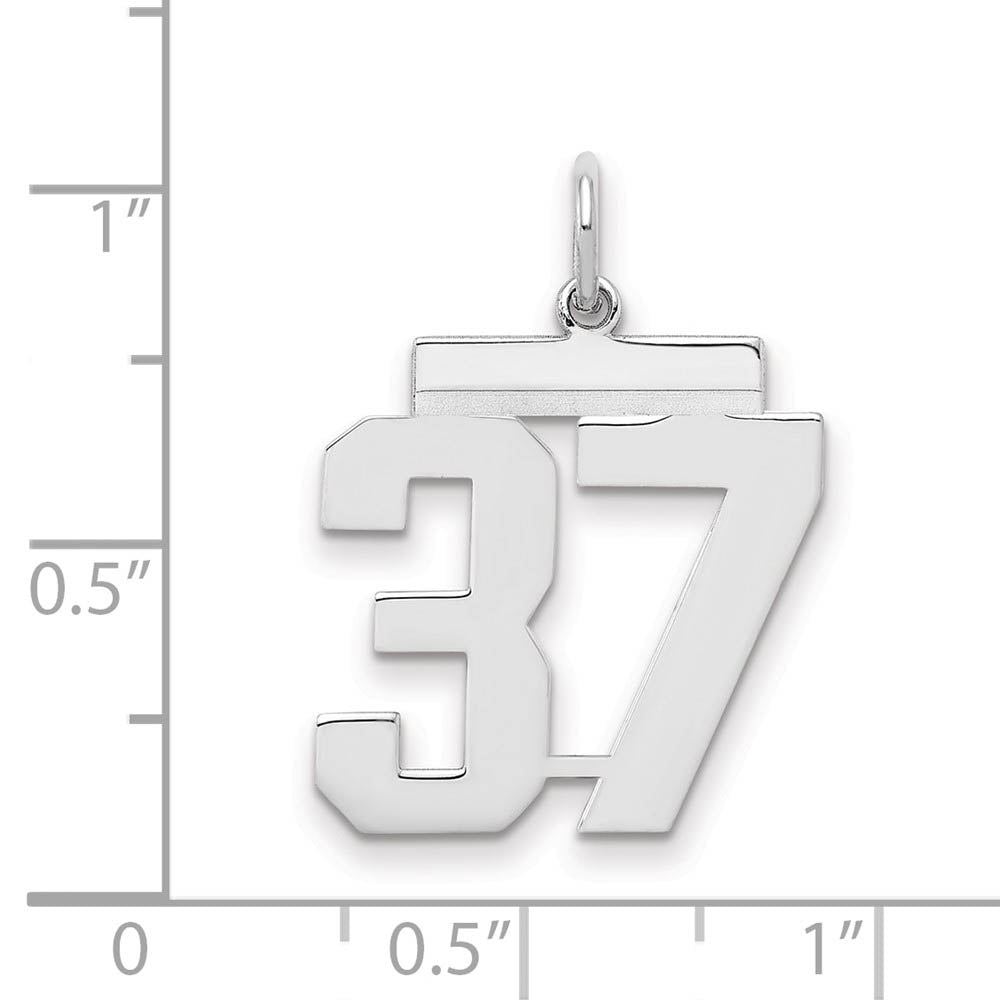 Alternate view of the Sterling Silver, Athletic Collection Medium Polished Number 37 Pendant by The Black Bow Jewelry Co.