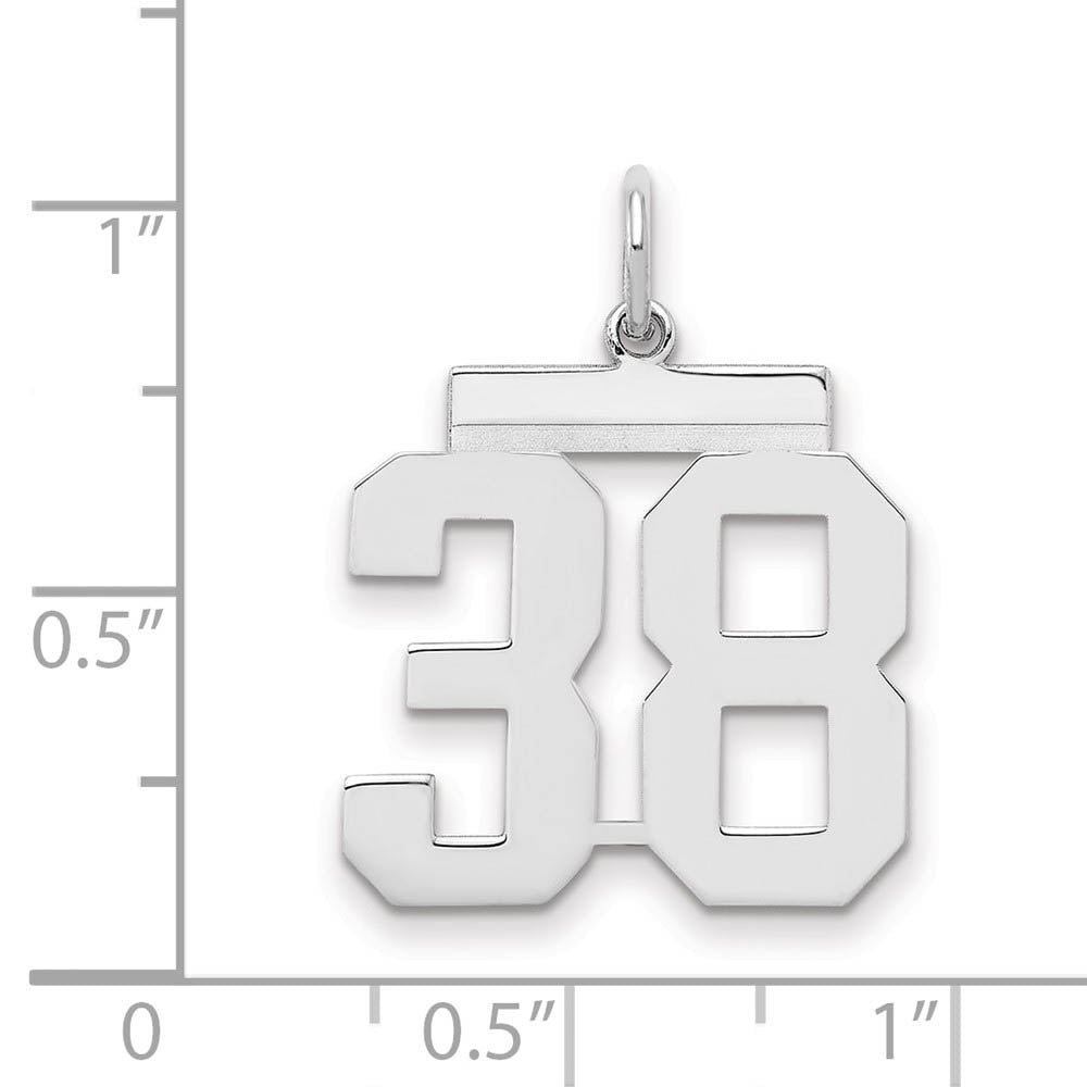Alternate view of the Sterling Silver, Athletic Collection Medium Polished Number 38 Pendant by The Black Bow Jewelry Co.