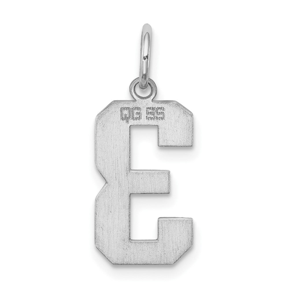 Alternate view of the Sterling Silver, Athletic Collection Medium Polished Number 3 Pendant by The Black Bow Jewelry Co.