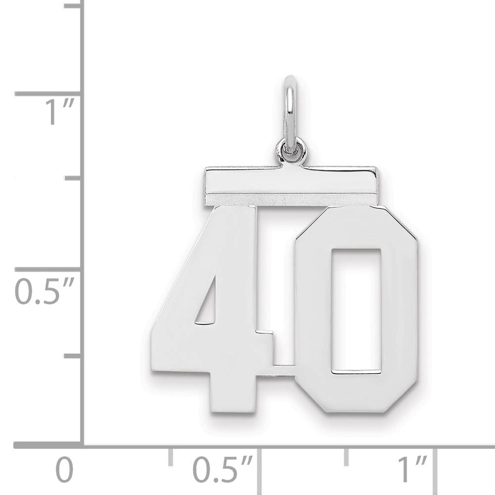 Alternate view of the Sterling Silver, Athletic Collection Medium Polished Number 40 Pendant by The Black Bow Jewelry Co.