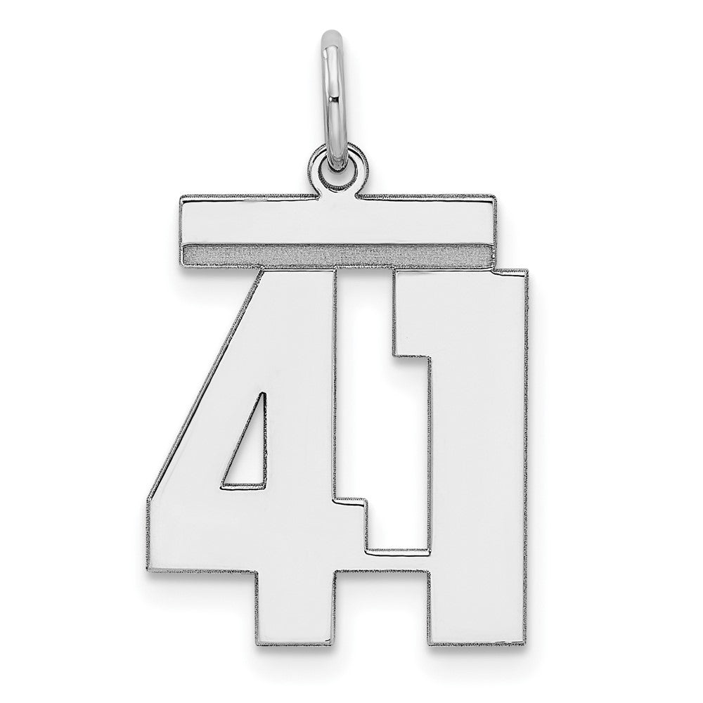 Sterling Silver, Athletic Collection Medium Polished Number 41 Pendant, Item P14042-41 by The Black Bow Jewelry Co.
