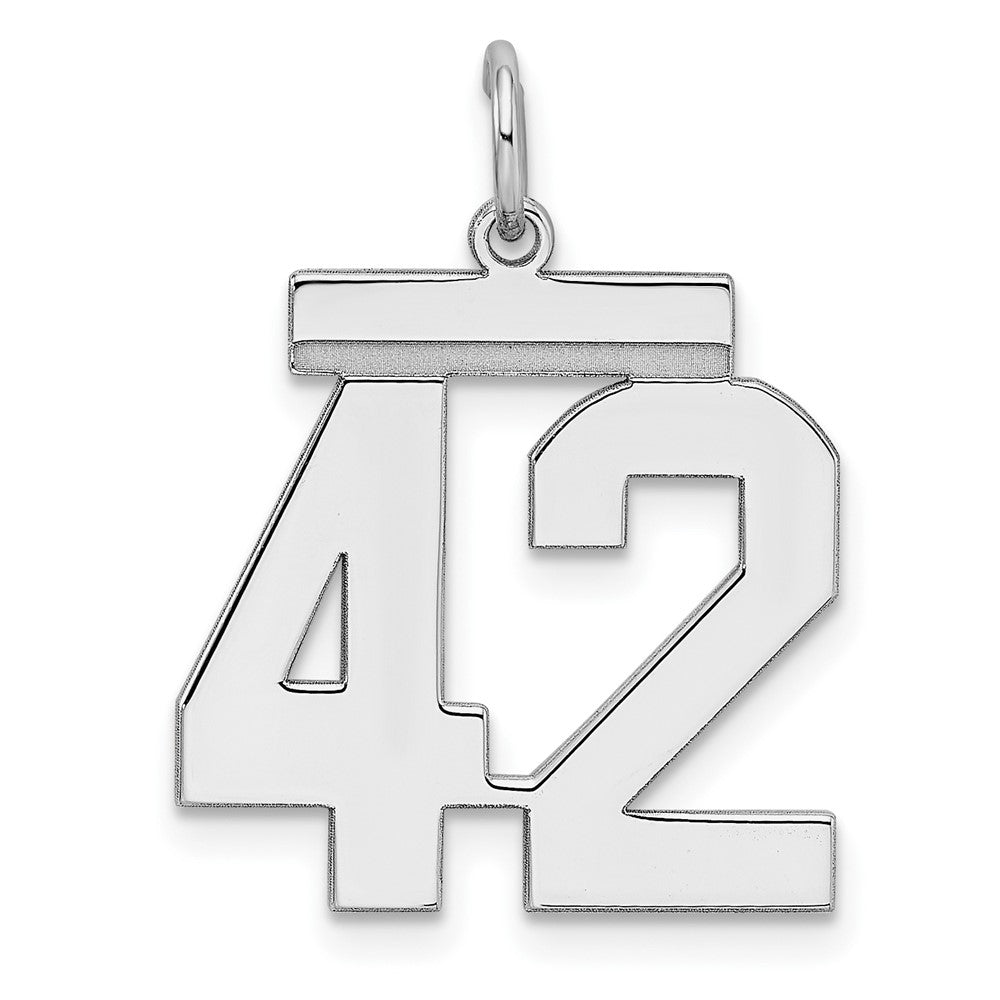 Sterling Silver, Athletic Collection Medium Polished Number 42 Pendant, Item P14042-42 by The Black Bow Jewelry Co.
