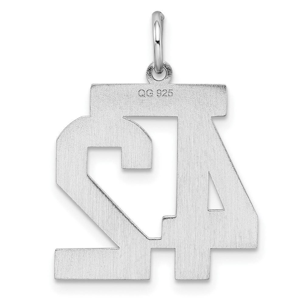 Alternate view of the Sterling Silver, Athletic Collection Medium Polished Number 42 Pendant by The Black Bow Jewelry Co.