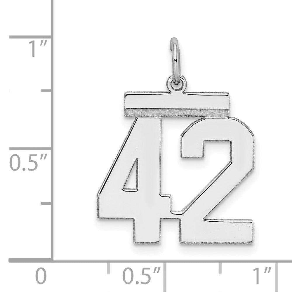 Alternate view of the Sterling Silver, Athletic Collection Medium Polished Number 42 Pendant by The Black Bow Jewelry Co.