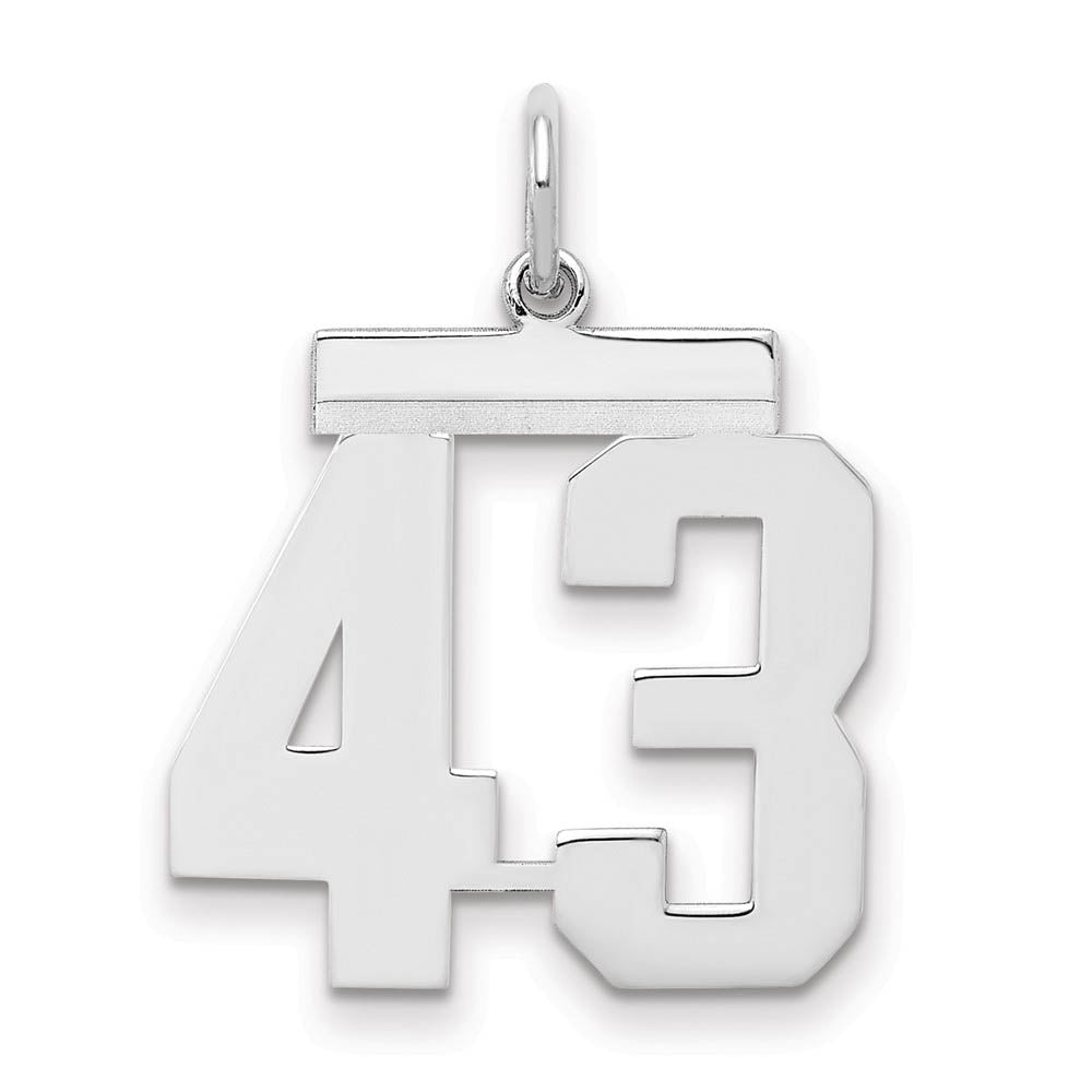 Sterling Silver, Athletic Collection Medium Polished Number 43 Pendant, Item P14042-43 by The Black Bow Jewelry Co.