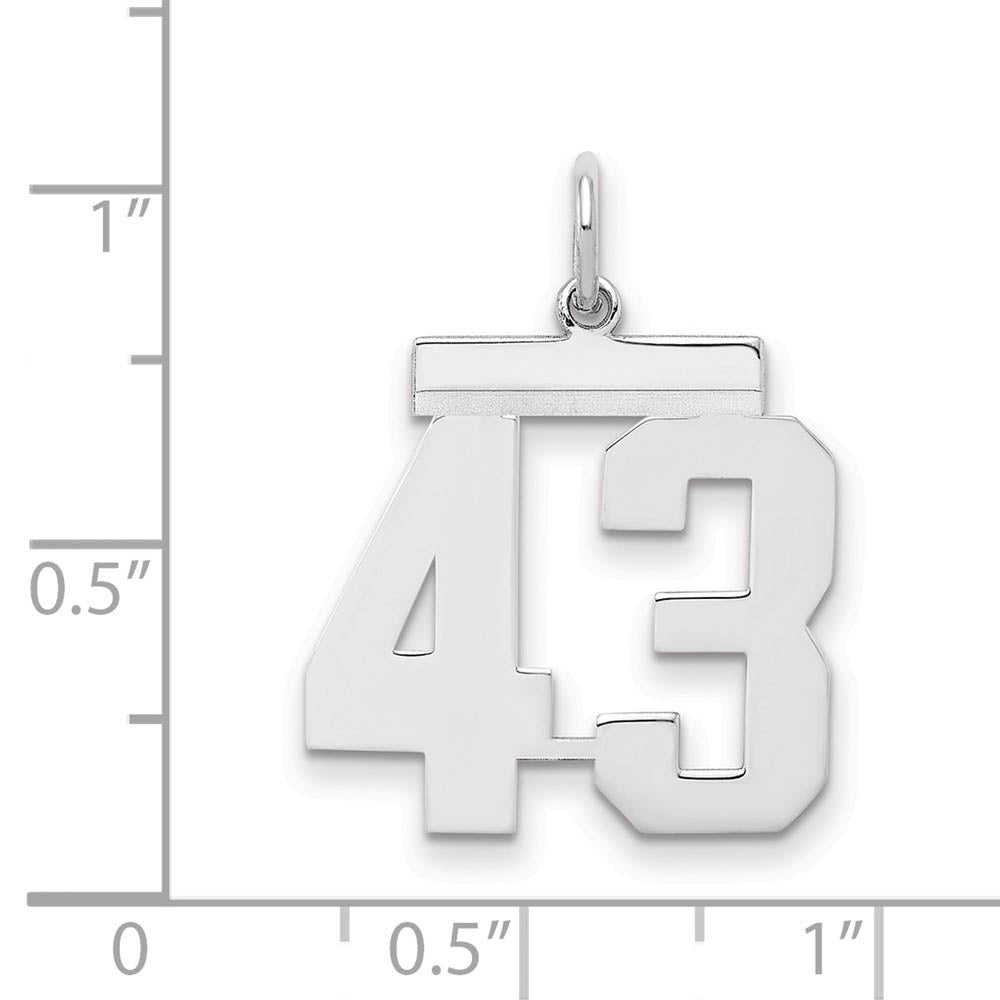 Alternate view of the Sterling Silver, Athletic Collection Medium Polished Number 43 Pendant by The Black Bow Jewelry Co.