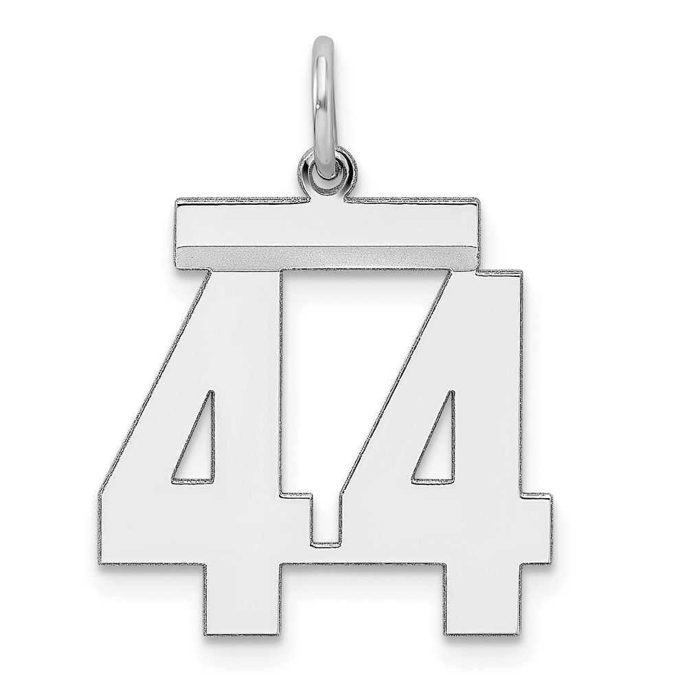 Sterling Silver, Athletic Collection Medium Polished Number 44 Pendant, Item P14042-44 by The Black Bow Jewelry Co.