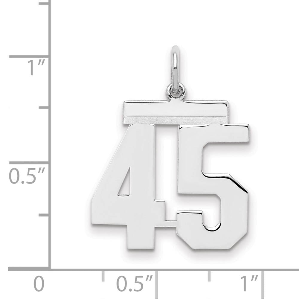 Alternate view of the Sterling Silver, Athletic Collection Medium Polished Number 45 Pendant by The Black Bow Jewelry Co.