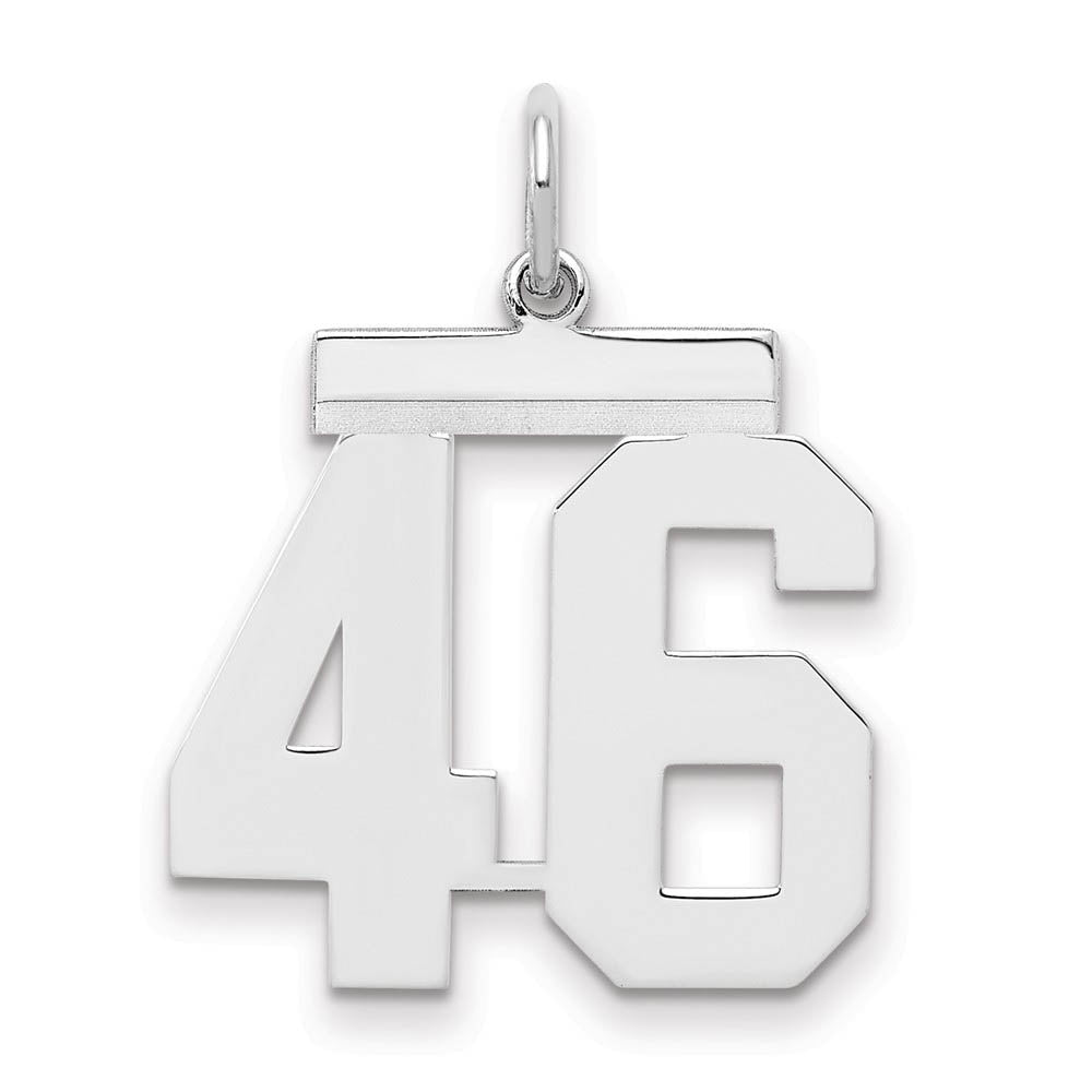 Sterling Silver, Athletic Collection Medium Polished Number 46 Pendant, Item P14042-46 by The Black Bow Jewelry Co.