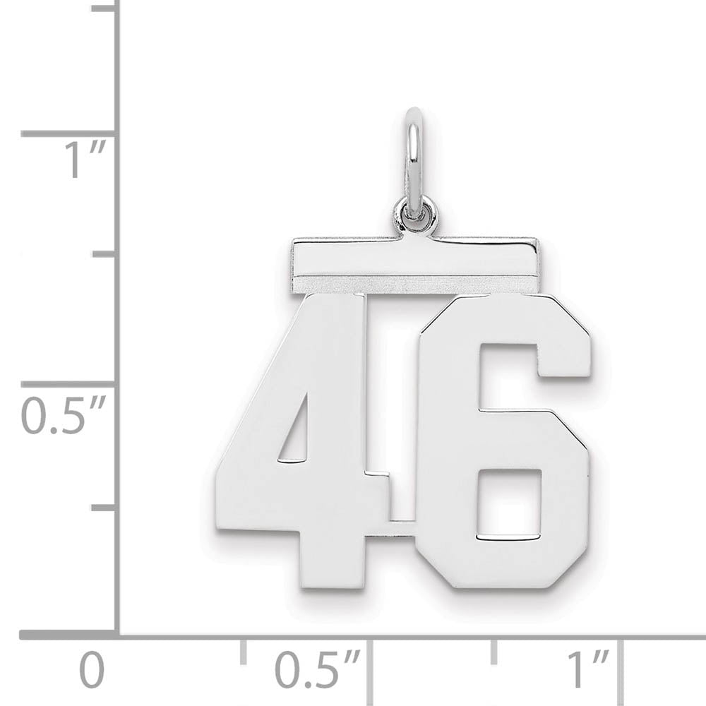 Alternate view of the Sterling Silver, Athletic Collection Medium Polished Number 46 Pendant by The Black Bow Jewelry Co.