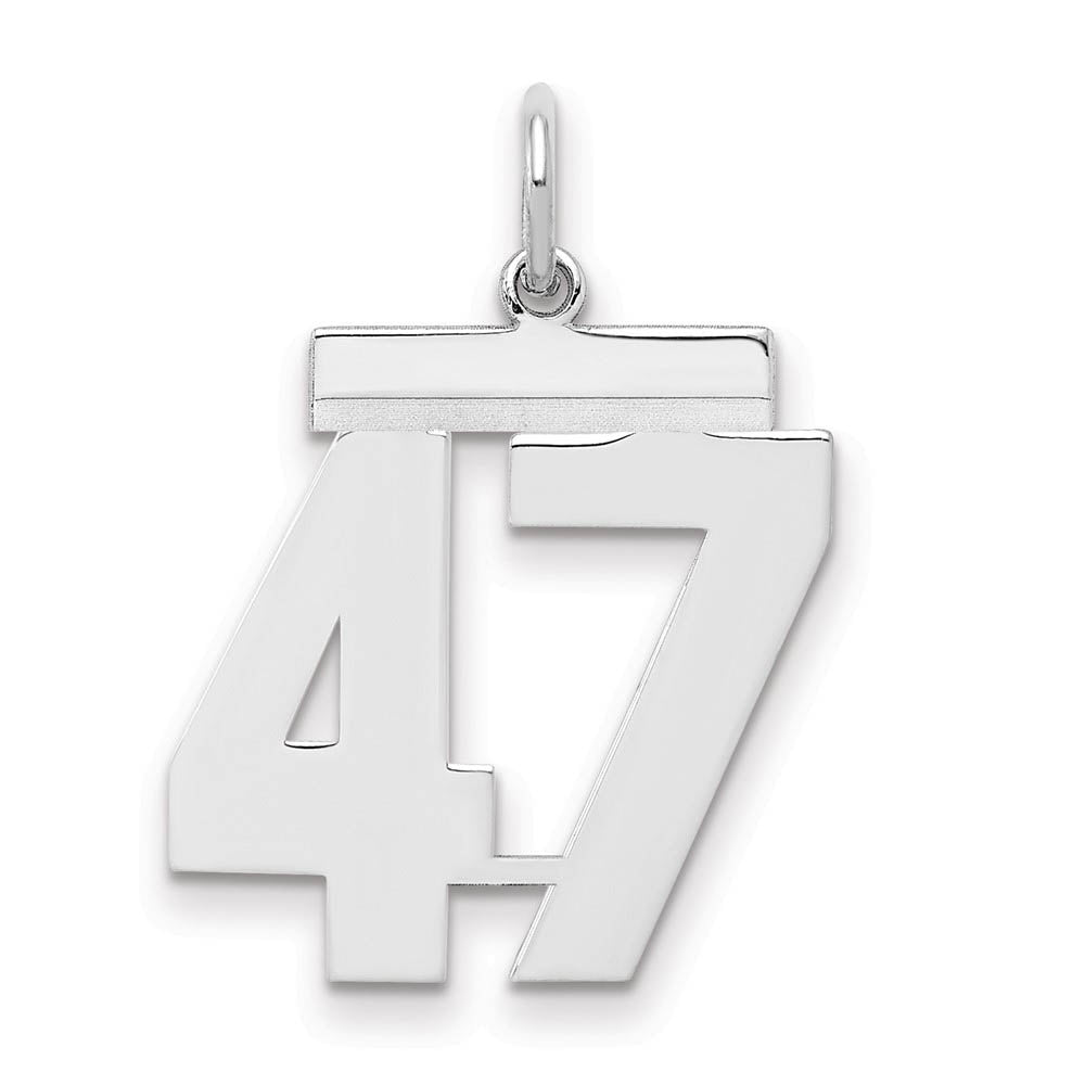 Sterling Silver, Athletic Collection Medium Polished Number 47 Pendant, Item P14042-47 by The Black Bow Jewelry Co.
