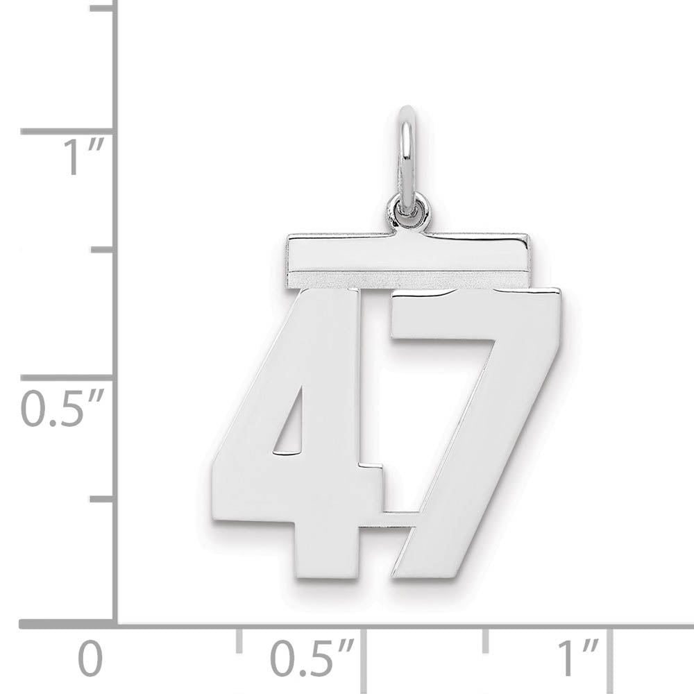 Alternate view of the Sterling Silver, Athletic Collection Medium Polished Number 47 Pendant by The Black Bow Jewelry Co.