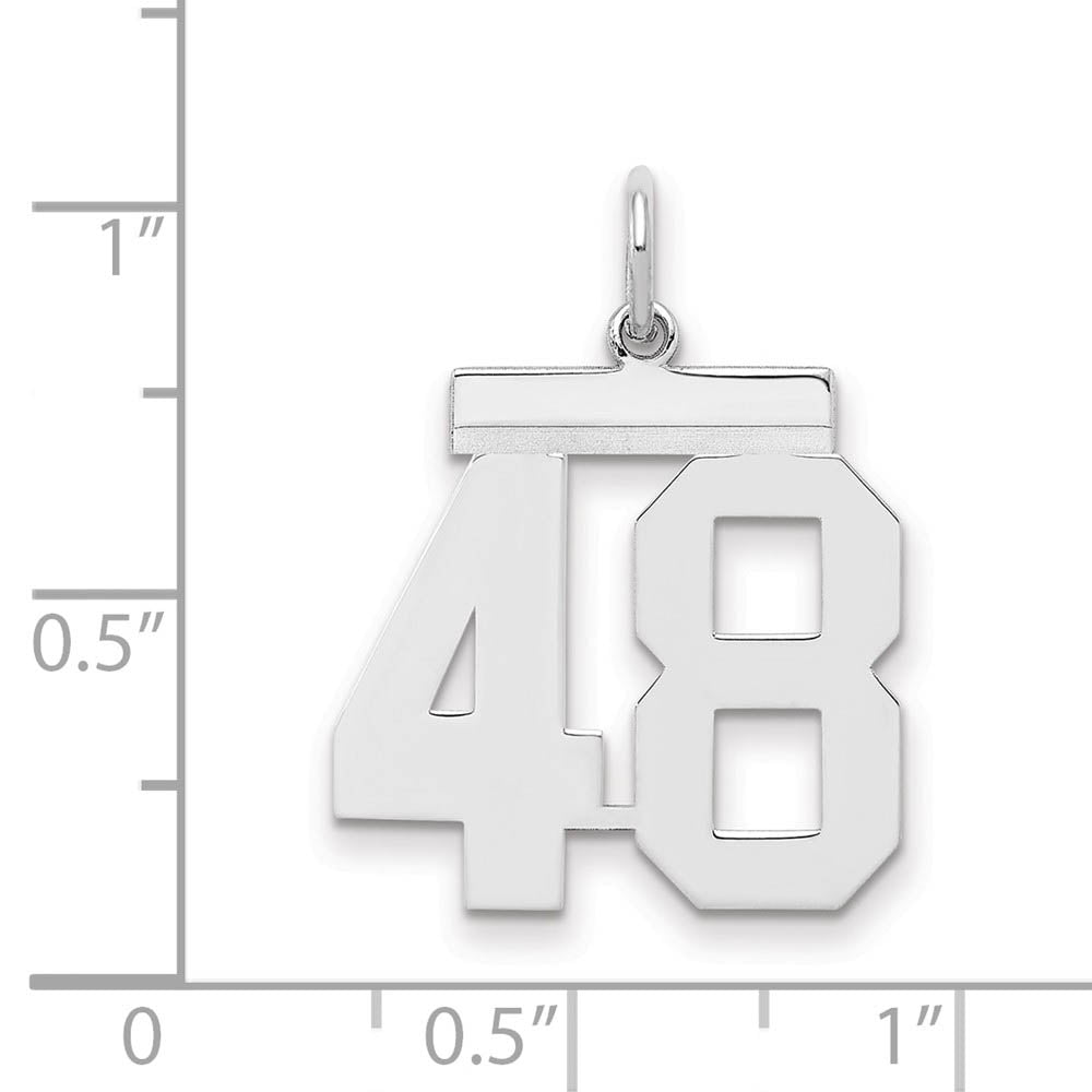 Alternate view of the Sterling Silver, Athletic Collection Medium Polished Number 48 Pendant by The Black Bow Jewelry Co.