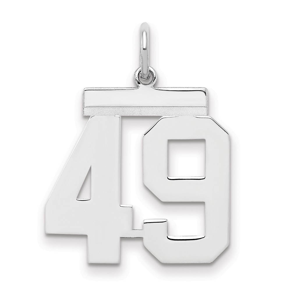 Sterling Silver, Athletic Collection Medium Polished Number 49 Pendant, Item P14042-49 by The Black Bow Jewelry Co.