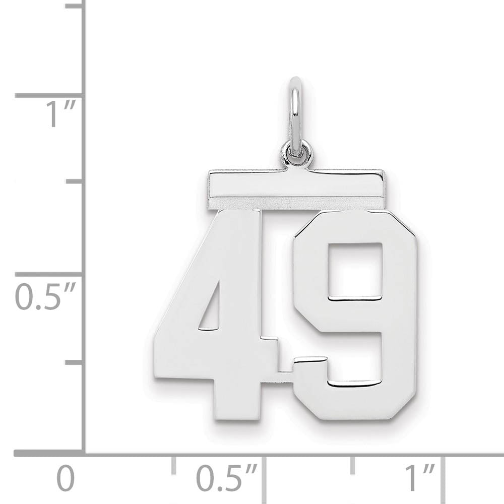 Alternate view of the Sterling Silver, Athletic Collection Medium Polished Number 49 Pendant by The Black Bow Jewelry Co.