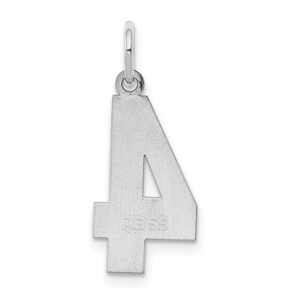 Alternate view of the Sterling Silver, Athletic Collection Medium Polished Number 4 Pendant by The Black Bow Jewelry Co.