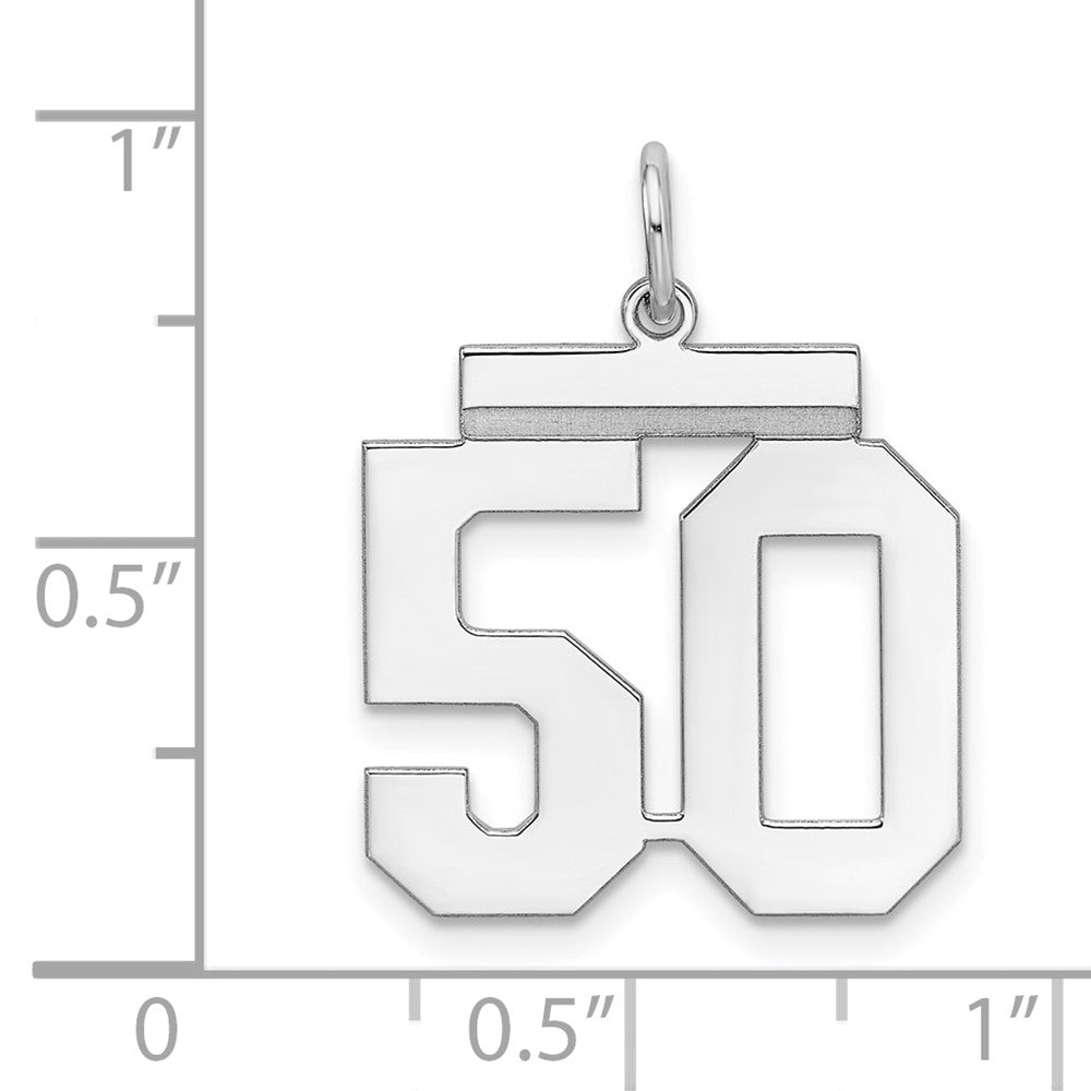 Alternate view of the Sterling Silver, Athletic Collection Medium Polished Number 50 Pendant by The Black Bow Jewelry Co.