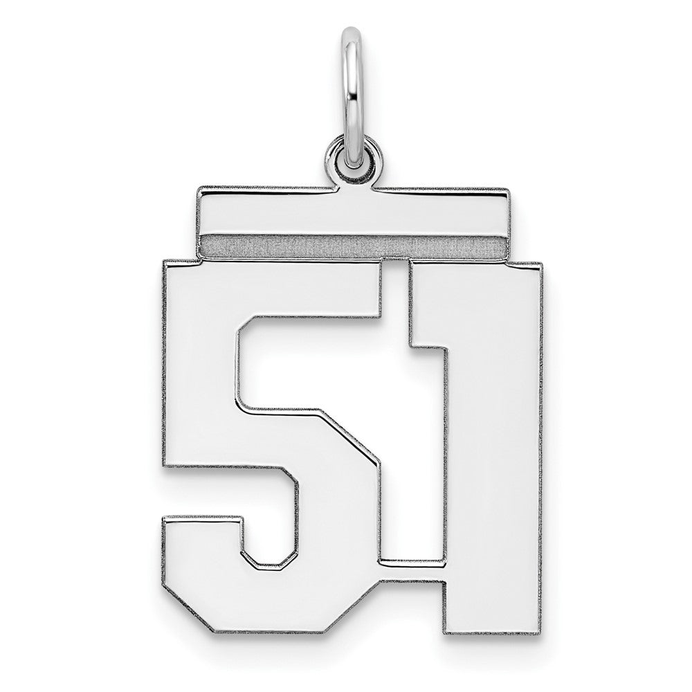 Sterling Silver, Athletic Collection Medium Polished Number 51 Pendant, Item P14042-51 by The Black Bow Jewelry Co.