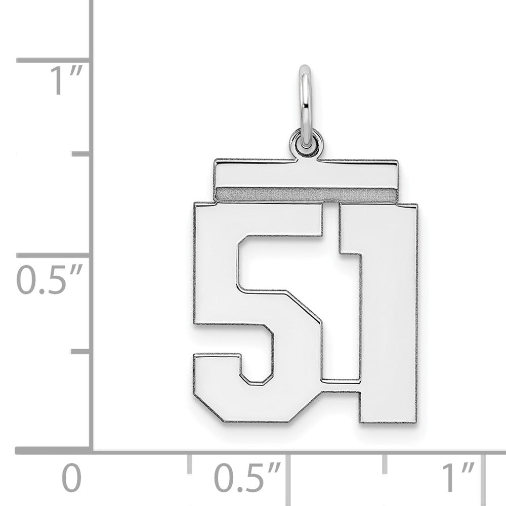 Alternate view of the Sterling Silver, Athletic Collection Medium Polished Number 51 Pendant by The Black Bow Jewelry Co.