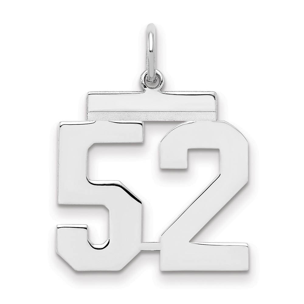 Sterling Silver, Athletic Collection Medium Polished Number 52 Pendant, Item P14042-52 by The Black Bow Jewelry Co.