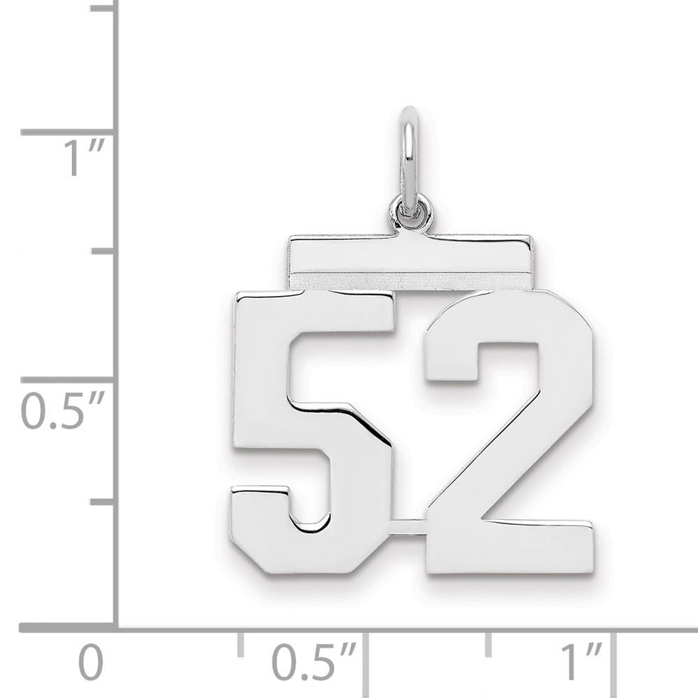 Alternate view of the Sterling Silver, Athletic Collection Medium Polished Number 52 Pendant by The Black Bow Jewelry Co.