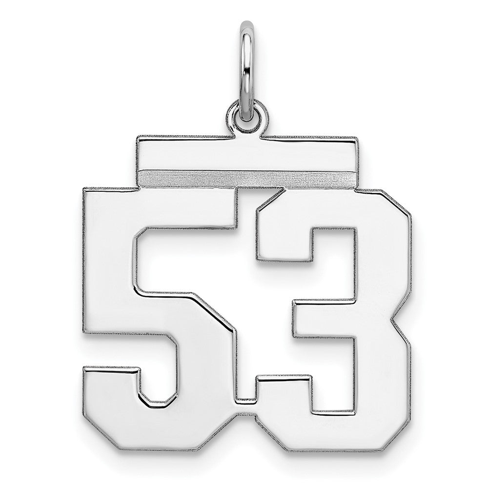 Sterling Silver, Athletic Collection Medium Polished Number 53 Pendant, Item P14042-53 by The Black Bow Jewelry Co.