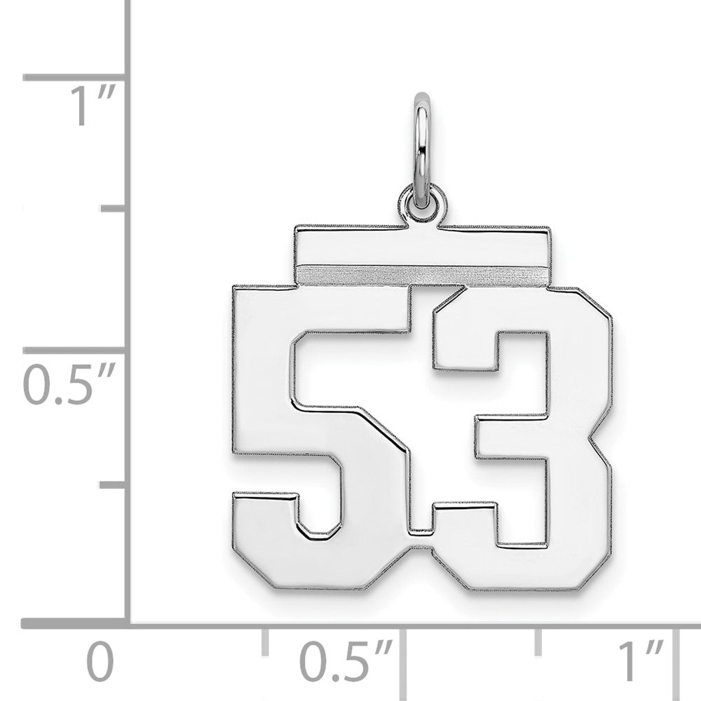 Alternate view of the Sterling Silver, Athletic Collection Medium Polished Number 53 Pendant by The Black Bow Jewelry Co.