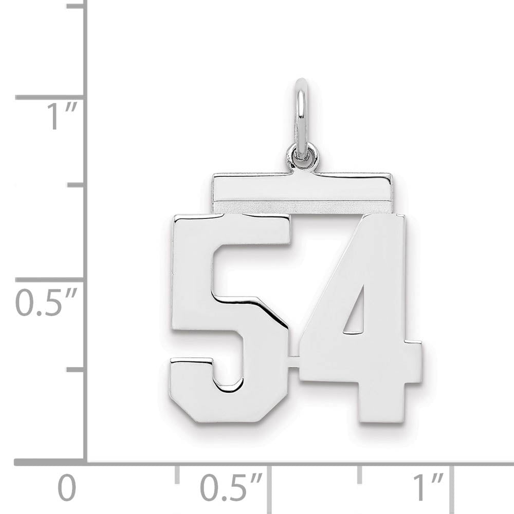 Alternate view of the Sterling Silver, Athletic Collection Medium Polished Number 54 Pendant by The Black Bow Jewelry Co.