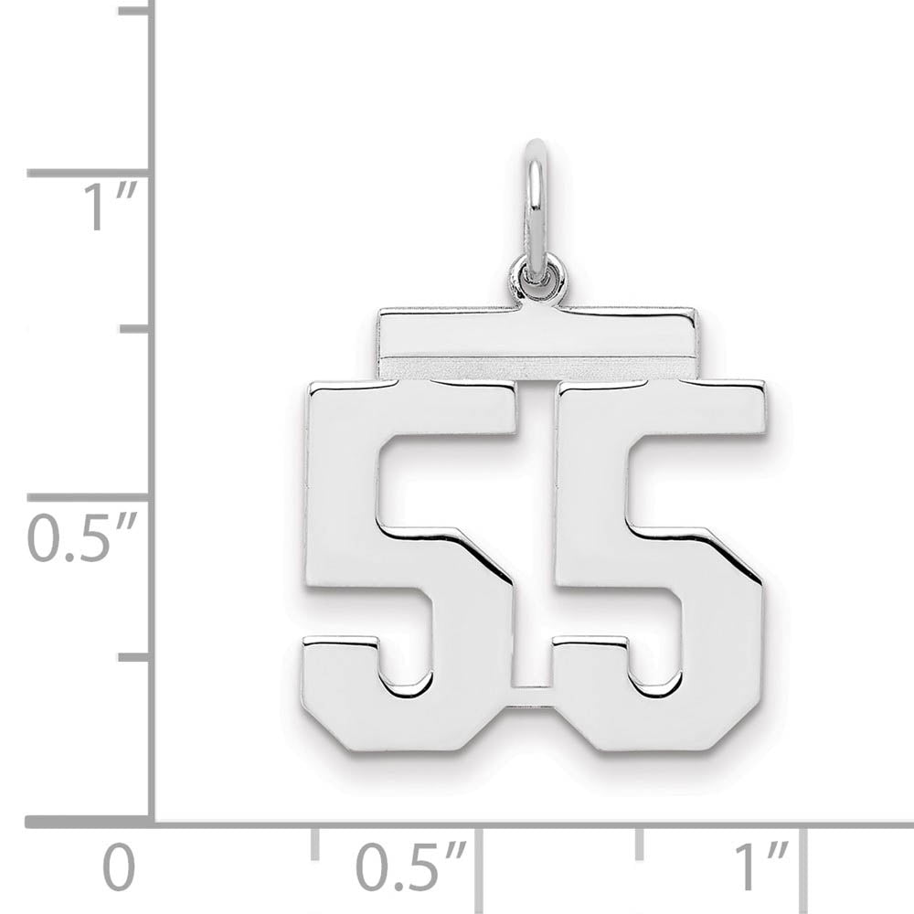 Alternate view of the Sterling Silver, Athletic Collection Medium Polished Number 55 Pendant by The Black Bow Jewelry Co.
