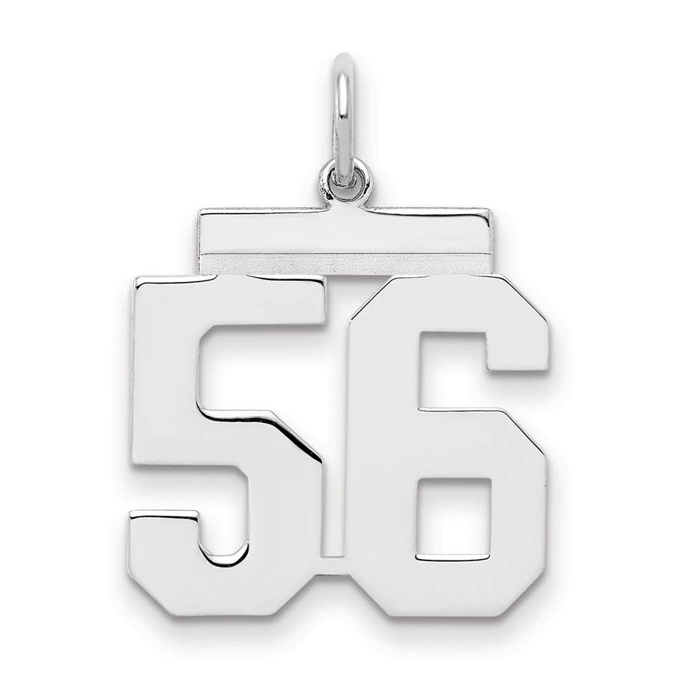 Sterling Silver, Athletic Collection Medium Polished Number 56 Pendant, Item P14042-56 by The Black Bow Jewelry Co.