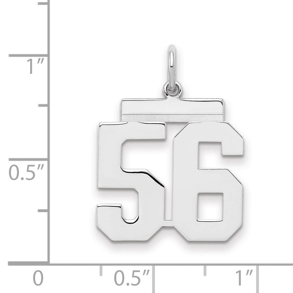 Alternate view of the Sterling Silver, Athletic Collection Medium Polished Number 56 Pendant by The Black Bow Jewelry Co.