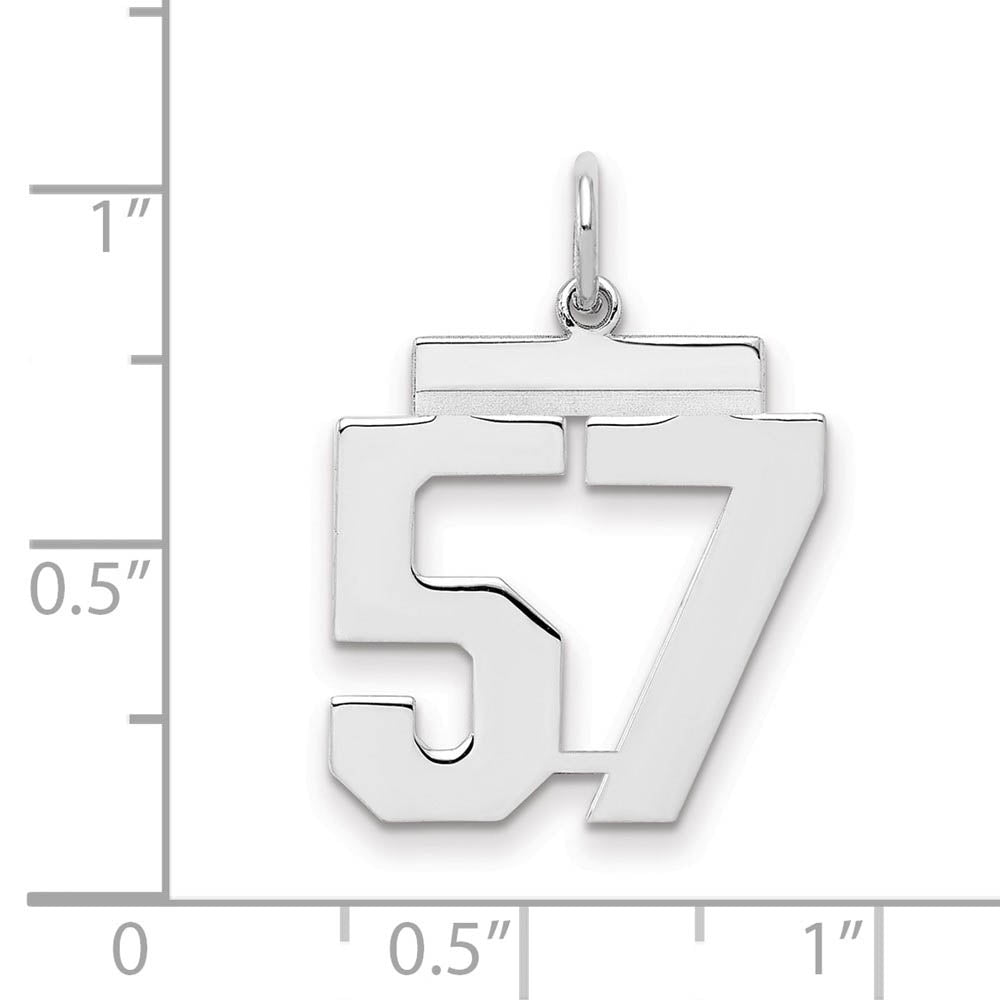 Alternate view of the Sterling Silver, Athletic Collection Medium Polished Number 57 Pendant by The Black Bow Jewelry Co.