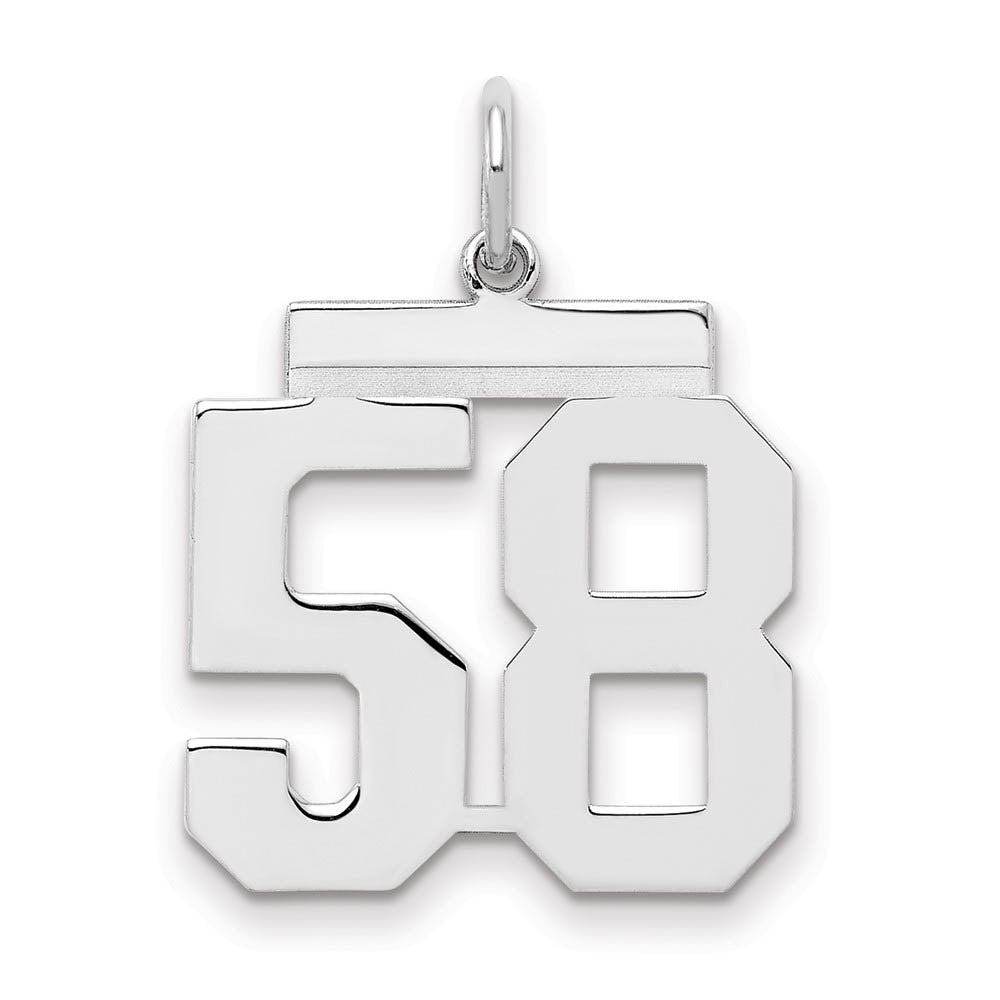 Sterling Silver, Athletic Collection Medium Polished Number 58 Pendant, Item P14042-58 by The Black Bow Jewelry Co.