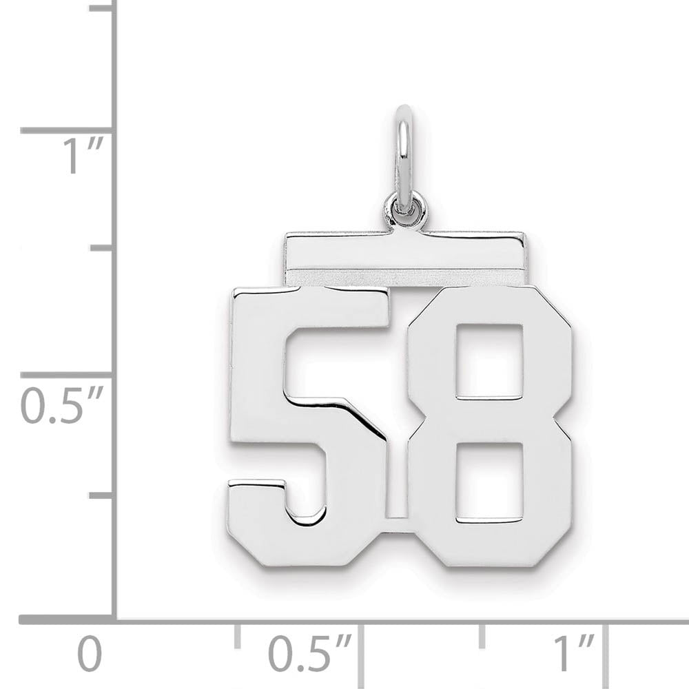 Alternate view of the Sterling Silver, Athletic Collection Medium Polished Number 58 Pendant by The Black Bow Jewelry Co.