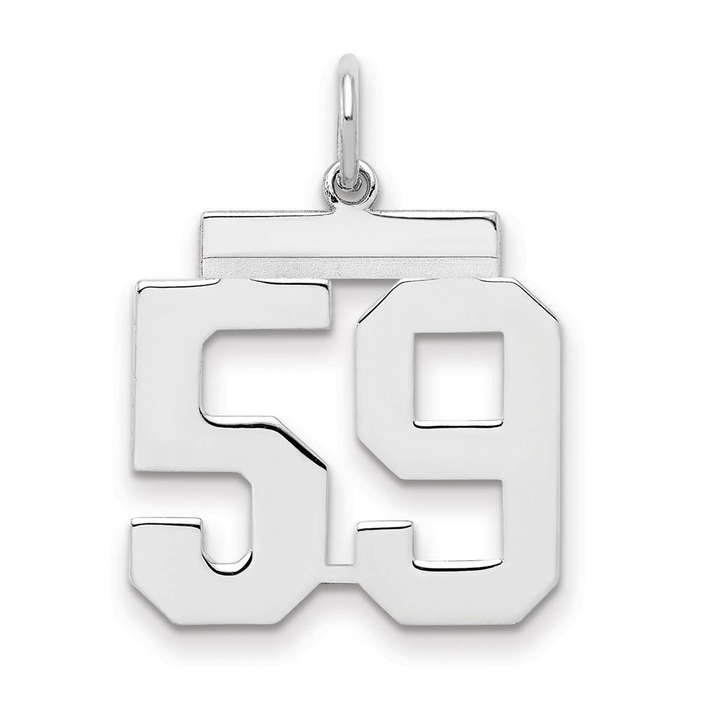 Sterling Silver, Athletic Collection Medium Polished Number 59 Pendant, Item P14042-59 by The Black Bow Jewelry Co.