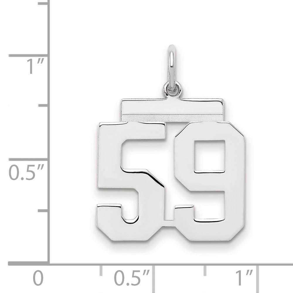 Alternate view of the Sterling Silver, Athletic Collection Medium Polished Number 59 Pendant by The Black Bow Jewelry Co.
