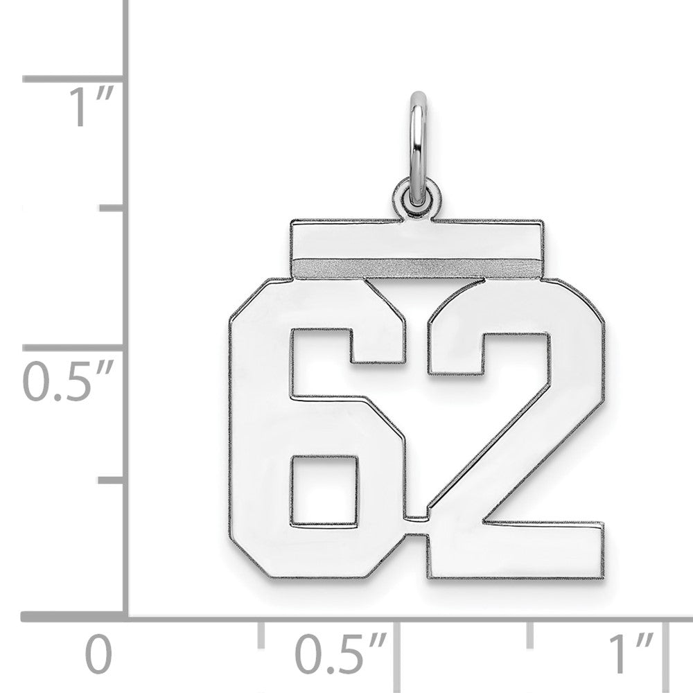 Alternate view of the Sterling Silver, Athletic Collection Medium Polished Number 62 Pendant by The Black Bow Jewelry Co.