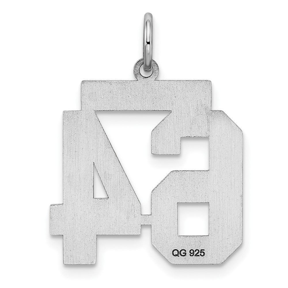 Alternate view of the Sterling Silver, Athletic Collection Medium Polished Number 64 Pendant by The Black Bow Jewelry Co.