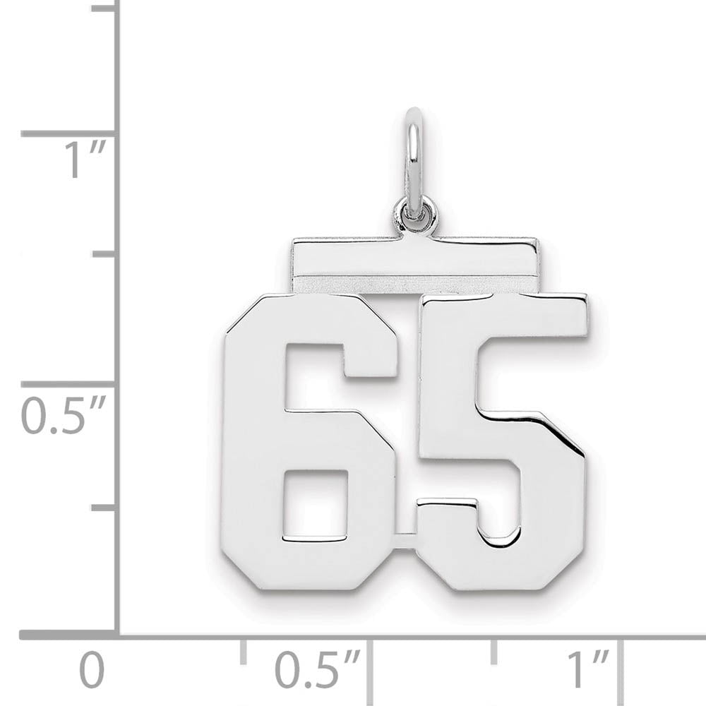 Alternate view of the Sterling Silver, Athletic Collection Medium Polished Number 65 Pendant by The Black Bow Jewelry Co.