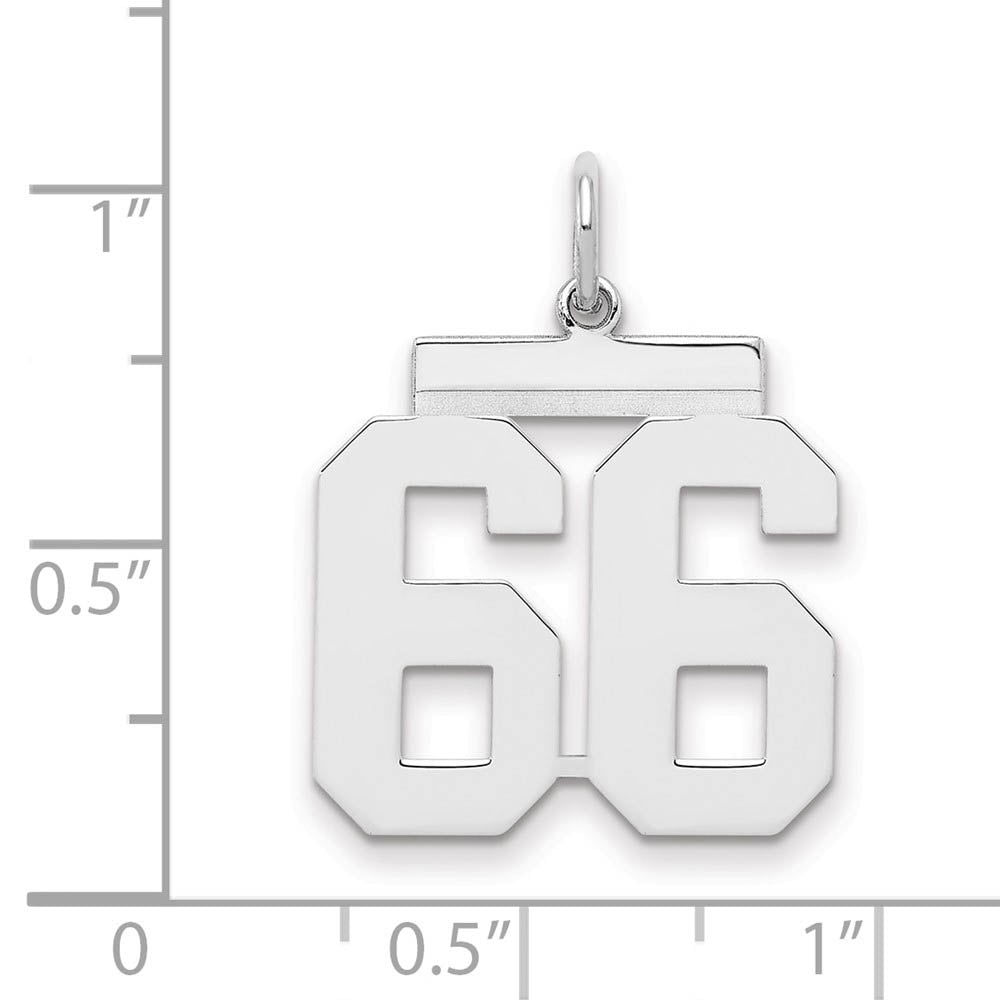 Alternate view of the Sterling Silver, Athletic Collection Medium Polished Number 66 Pendant by The Black Bow Jewelry Co.