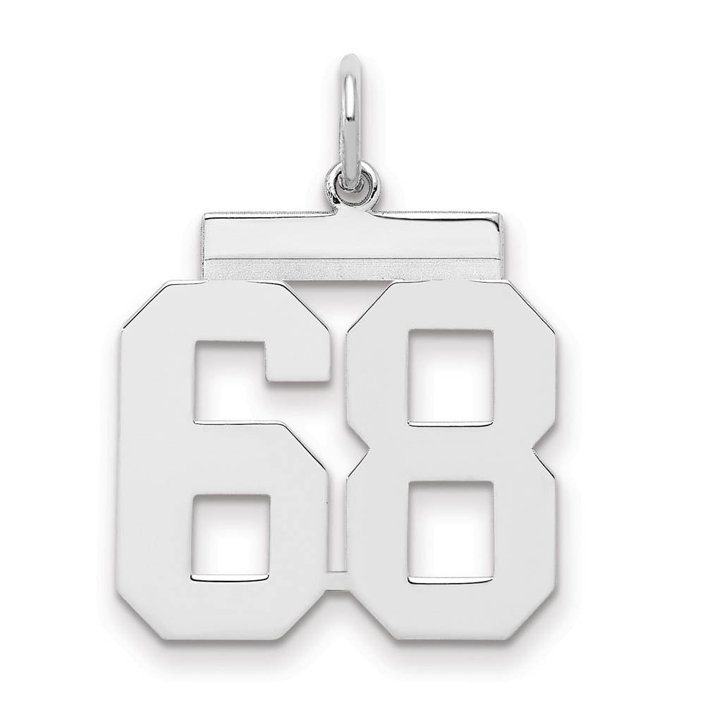 Sterling Silver, Athletic Collection Medium Polished Number 68 Pendant, Item P14042-68 by The Black Bow Jewelry Co.