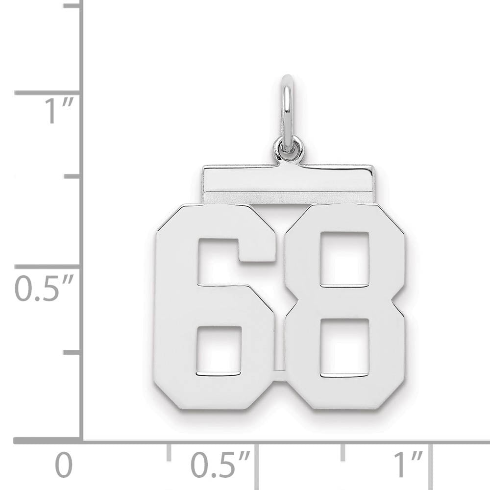 Alternate view of the Sterling Silver, Athletic Collection Medium Polished Number 68 Pendant by The Black Bow Jewelry Co.