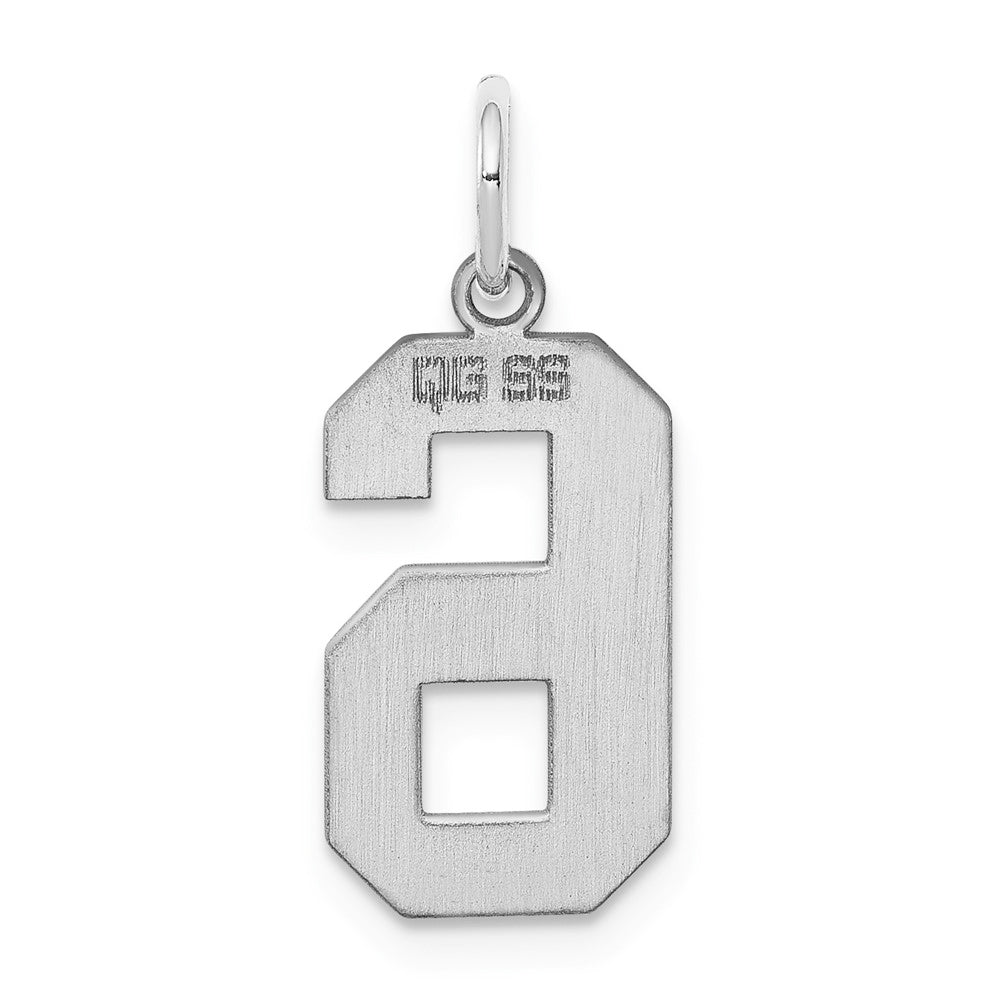Alternate view of the Sterling Silver, Athletic Collection Medium Polished Number 6 Pendant by The Black Bow Jewelry Co.