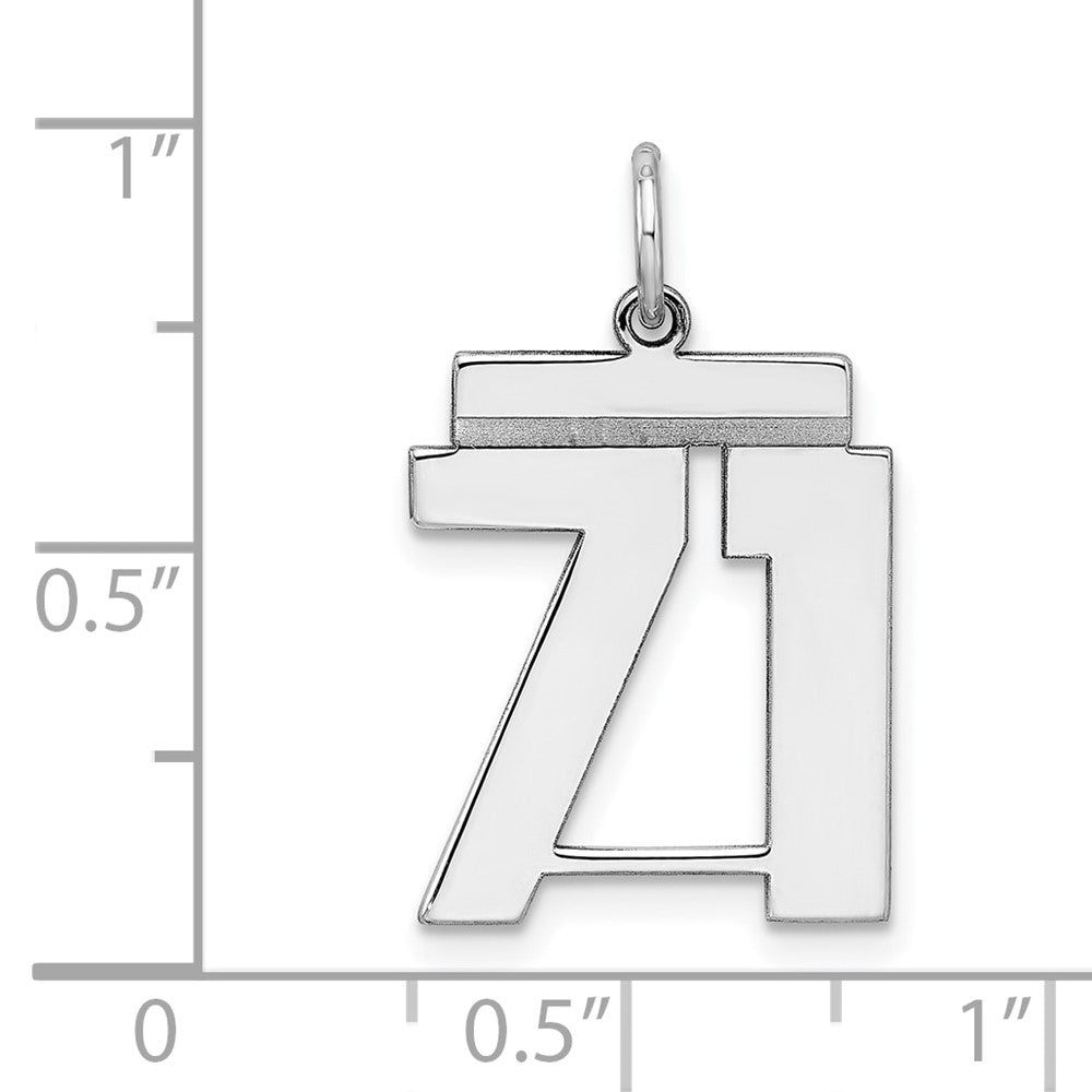 Alternate view of the Sterling Silver, Athletic Collection Medium Polished Number 71 Pendant by The Black Bow Jewelry Co.