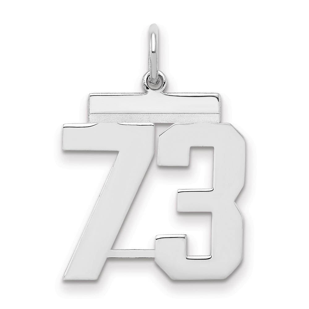 Sterling Silver, Athletic Collection Medium Polished Number 73 Pendant, Item P14042-73 by The Black Bow Jewelry Co.