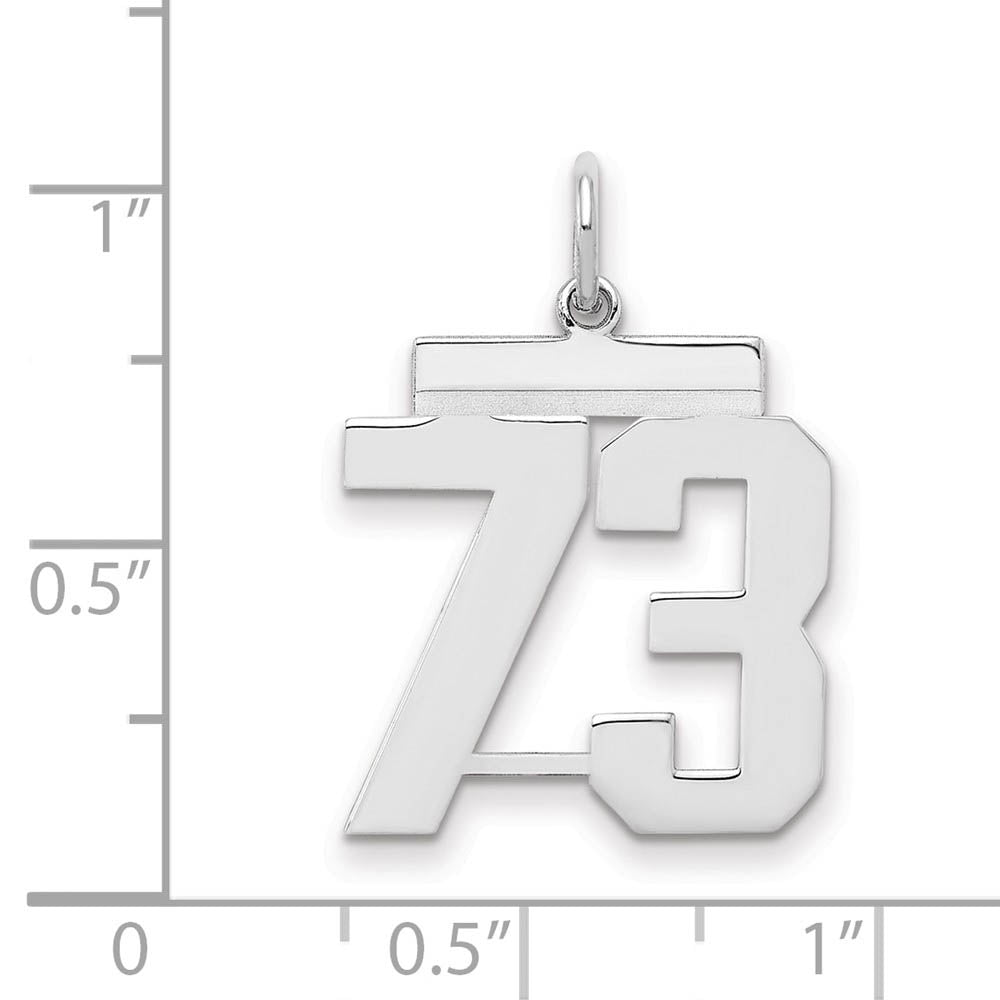 Alternate view of the Sterling Silver, Athletic Collection Medium Polished Number 73 Pendant by The Black Bow Jewelry Co.