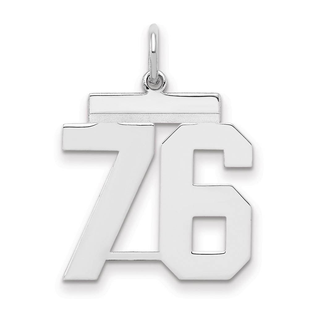 Sterling Silver, Athletic Collection Medium Polished Number 76 Pendant, Item P14042-76 by The Black Bow Jewelry Co.