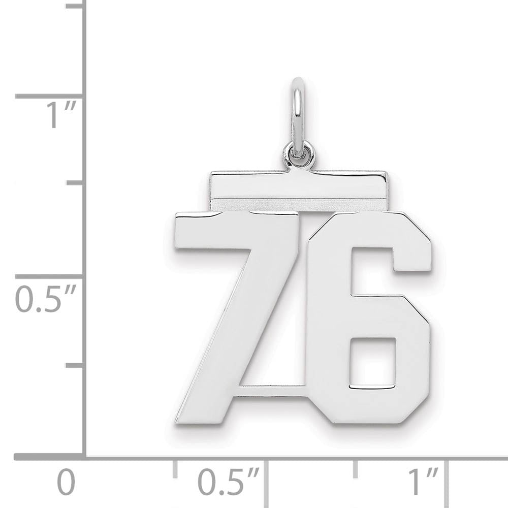 Alternate view of the Sterling Silver, Athletic Collection Medium Polished Number 76 Pendant by The Black Bow Jewelry Co.