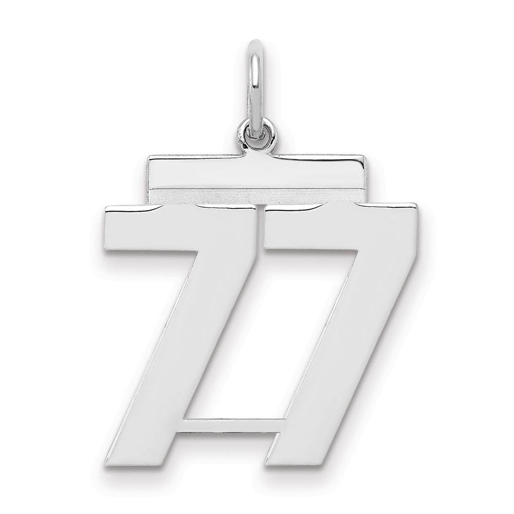 Sterling Silver, Athletic Collection Medium Polished Number 77 Pendant, Item P14042-77 by The Black Bow Jewelry Co.