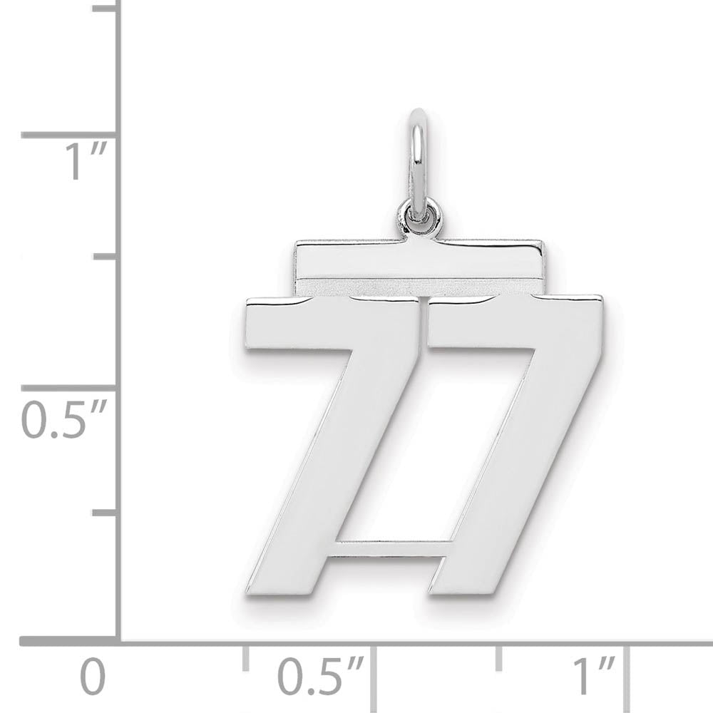 Alternate view of the Sterling Silver, Athletic Collection Medium Polished Number 77 Pendant by The Black Bow Jewelry Co.